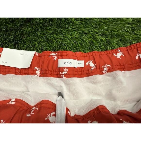 Onia Mens Liberty Charles 5 Swim Trunks | Micro Crabs MSB01-40 Red/White NWT - Picture 3 of 6